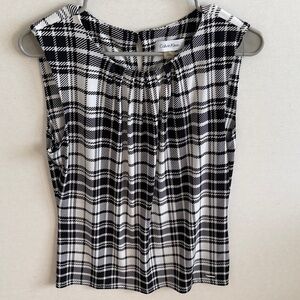 Calvin Klein Black and White Checkered Blouse